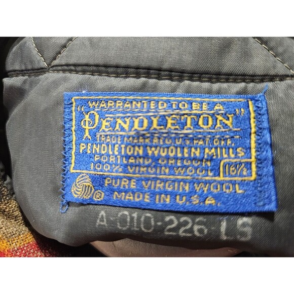 Vintage Pendleton Large 16 1/2 Plaid Virgin Wool Flannel Button‎ Up Shirt FLAWED - Picture 9 of 13